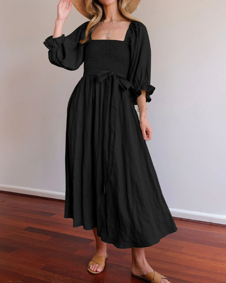 CÉLESTE™ French Dress with Ruffle Sleeves