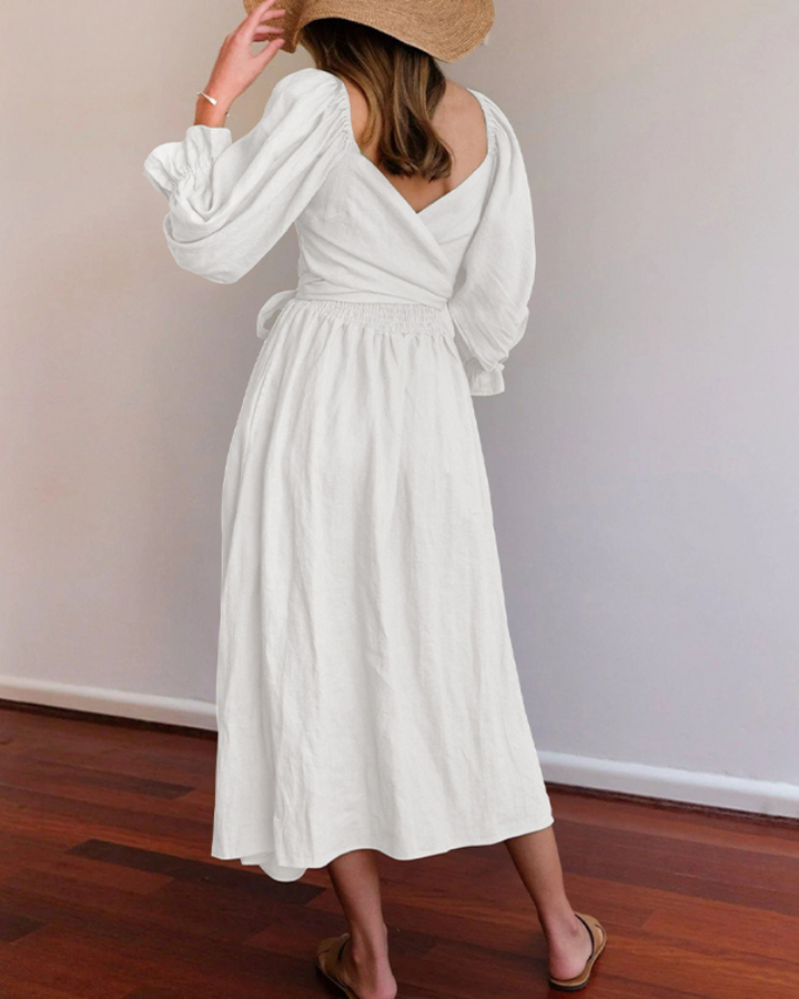 CÉLESTE™ French Dress with Ruffle Sleeves