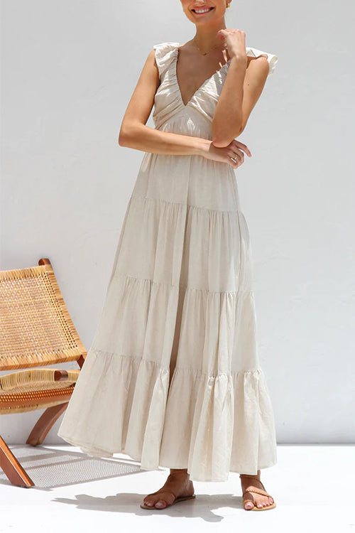 Celeste™ V-neck sleeveless linen maxi dress